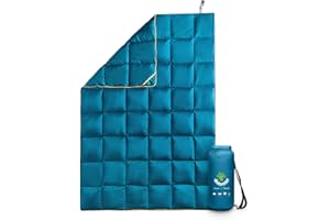 4Monster Down Blanket lightweight, Compact Outdoor Camping Blanket Super Warm, Waterproof Packable Blanket for Travel, Picnics, Camping, Hiking (Grid-green, S: (127 * 178 cm))