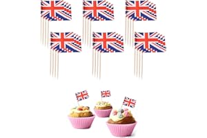 LSYYSL 110 stuzzicadenti Union Jack, forniture per feste, per bandiere sandwich, torte, barbecue e bastoncini da cocktail, decorazione per eventi reali.