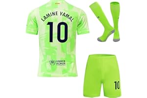 FRKN Trikot Barcelona 2024/2025 Yamal #10 Maillot Troisieme de Football pour Enfant avec Haut Shorts, Chaussettes, Tailles Jeune
