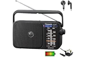 Panasonic RF-2400D Digital (NOT DAB) AM/FM Portable Radio AC/DC with Headphone Socket and Headphones