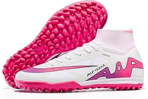 AMLCWZ Youth Football Shoes Boots Mens Outdoor Spikes High Top Football Shoes Kicking Training Sneakers Professional Match Football Boots Upper Seamless One Piece Football Shoes