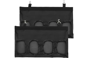 IKIMI YOYIAG Rabbit Hay Feed Bag：2 PCS Hay Feeder Rabbit, Hay Feeder Guinea Pig with Adjustment Belt, Hanging Feeding Hay with 4 Holes for Small Pets Rabbit Bunny Hamster Guinea Pig (Black)