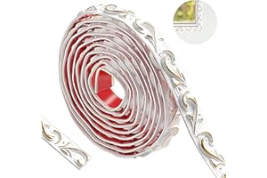 ZTOWOTO 300cm Flessibile Modanatura Adesiva-Impermeabile Bordo Adesivo Per Pareti 3d Vintage Pattern,Striscia Adesiva Muro Decorativa Per La Decorazione Domestica(Bianco Con Oro-2cm)