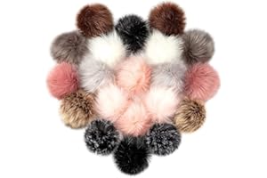 COCHIE 20 Stück 10 CM DIY Kunstfell Pompon Kunstfell Bommel mit elastischer Schlaufe Abnehmbare Strickmütze Zubehör für Hüte Schuhe Schals Taschen Schlüsselanhänger (10 Farben)