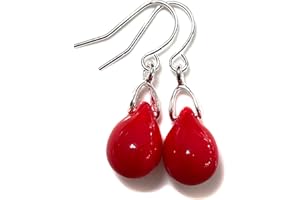 Black Moon® Mermaid Glass Drop Earrings with Silver Ear Wires - Blue Black Red Green Pink - Small Drop Earrings