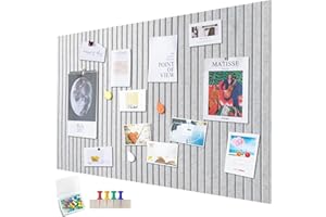 PENBINMALL Große Filz Pinnwand Selbstklebend,120 x 90cm Filzboard,dekorative Pinnwand aus Filz,0,9cm dick,faltbare Fototafel Memotafeln Memo Boards Bulletin Board Wanddekoration für Büro Küche,Helles Grau
