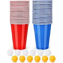 Set Beer Pong Complet - 20 Gobelets En 2 Couleurs, 4 Balles Ping-pong, E-book De Jeux, Base Renforcée