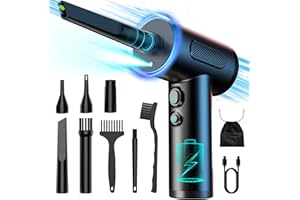 AQV Soplador de Polvo de Eléctrico Aire Comprimido Eléctrico - 120000 RPM Limpieza de PC por Pulverización de Aire Comprimido con Batería de 7800mAh, Limpieza de Teclado de Aspiradora de 3 Velocidades