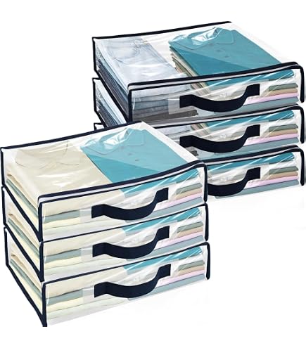 Lot De 4 Sacs Rangement Transparents 40 L – Fermeture Éclair & Poignée Renforcée – Pour Couettes, Vêtements, Linge, Jouets