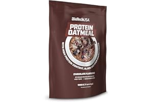 BioTechUSA Protein Oatmeal Repas fonctionnel, riche en protéines et fibres de flocons d’avoine, avec fruits secs, avec édulcorant, 1 kg, Chocolat