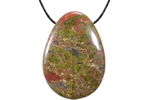 Morella Stoff Halskette 80 cm mit Edelstein Tropfen Anhänger im Schmuckbeutel