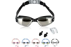 LOCKED DOWN ATHLETICS Swim Goggles for Adults & Kids 9+ Anti Fog Swimming Goggles with UV Protection, Leak-Proof Seal, Wide Clear Vision – Includes Nose Clip, Ear Plugs, Case – Comfortable for Pool, Sea & Open Water