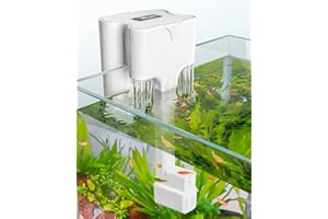 AQQA Filtr do akwarium, podwójny wodospad, cichy filtr Hang on, 200 l/h, regulowany filtr zewnętrzny akwarium z 3-stopniową filtracją, do akwariów o wysokości poniżej 30 cm, 4 W