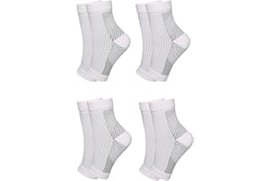 Erthree Plantar Fasciitis Socks, 4pair Ankle Support Compression Socks Open Toed Elastic Soft Compression Foot Sleeves Foot Support Socks for Women Men