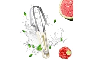 SHPUJUN Melonenschneider Edelstahl,2024 Wassermelonen Schneider,Melonenausstecher Obstschneider Melone,3-in-1 Obstschneider Wassermelonenschneider Würfel,Melonenmesser Watermelon Slicer Wassermelonengabel