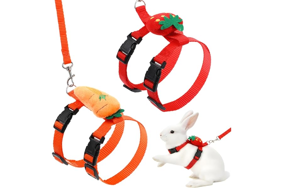 Matwsec 2PCS Ferret Harness Kitten Rabbit Harness and Leash Set Bunny Leash for Guinea Pig Ferret Cat Puppy Small Pets Outdoor Walking