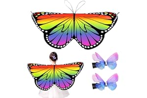 COSYSPARKS Mantella Farfalla Scialle Bambina, 3 Pz Ali Farfalla Bambina Ali di Farfalla Scialle Costume Farfalla Scialle con Clip di Capelli Farfalla per Ragazze Principessa Pretend Play Party Favors