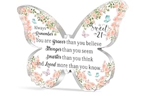WTOPP 21st Birthday Gifts For Her,Engraved Aedcrylic Sign Plaque,Sweet 21st Birthday Gifts For Girls Sister Daughter Friend,21 Year Old Gifts For Her, Best 21st Happy Birthday Keepsake Decor(21)