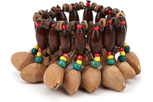 DRFEIFY Pulsera de Tambor Africano Hecho a Mano Cáscara de Nuez Campana Percusión Suministros de Instrumentos Musicales Ajustable para Adaptarse a la Mayoría de los Tamaños de Muñeca Cómod