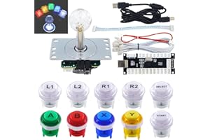 SJ@JX Arcade Game LED DIY Kit Mechanical Keyboard Switch Arcade LED Button Joystick Controller Zero Delay USB Encoder for PC MAME Retropie Jamma