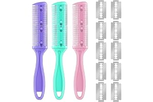 3 st hårklippare med effilékniv och dubbelsidig hårklipparkam, inkl. 10 blad i rostfritt stål, för hårtunning, styling och hemmabruk, Hair Thinning Comb Kit