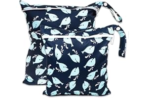 ABirdon 2 Packs Wet Bags, Nappy Bags, Wet and Dry Diaper BagsNappy Bags,Zip, Waterproof, Washable, Wetbag Organiser for Toddler Nappies, Travel, Gym, Beach and Pool