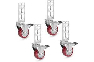 Iron Forge Tools Rolling Storage Rack Caster Wheels Heavy Duty - Set of 4 Locking Castor 3 Inch 530 lb Capacity for Boltless Self Locking Shelving Racks, Nylon and Steel Ball Bearing Wheels
