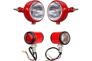 ‎BAJATO Tractor Headlights+Butler Lights Assemblies with 12v Bulb Compatible for David Brown 700 800 900 1200 Series Massey Ferguson Tail Lights ATJ2071 35 35X 65 765 Case/IH Tractor B250 B275 B414 B444 (Red)