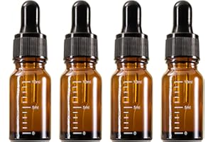 BNOYONERAS 4 Pezzi Flacone Contagocce, Bottiglie Contagocce Vetro 10ml, Contagocce di Vetro Ambrato, Flaconi in Vetro Ambra Con Pipette, Ambrato Bottiglie Contagocce per Profumi Olio Essenzial (Con Scala)