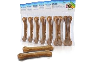Nobleza - Hueso Prensado para Perros Fortalecedor de Dientes Stick Dental Dog Snack, Hueso de Nudillos de Cuero Crudo, Hueso para morder, 15cm,12pcs