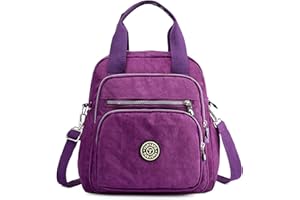 DIRRONA Borsa a Tracolla da Donna Moda Zaino Multitasche Borsa Donna Viaggio Casuale Messaggero Borsa Donna Borsa Scuola Lavoro All'aperto Nylon 4 Modi di Utilizzo Viola