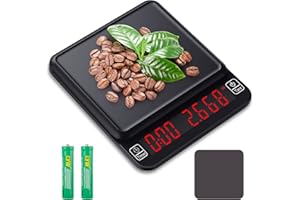 HUGERSTONE Kaffeewaage mit Timer Espresso Waage 3kg/0,1g Digitale Feinwaage Coffee Scale Multifunktionale Küchenwaage mit LED-Anzeige mit Tara Funktion Barista Waage Lebensmittelwaage (inklusive Akku)