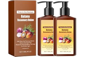 QPJUVC 3-i-1 Hair Growth Shampoo med Batana Oil, Rosemary & Onion Extract, för tjockt hår – minskar hårförlust, styrka Roots, lägger till glans & närhet för män och kvinnor (2)
