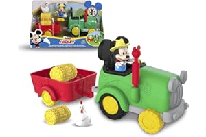 MICKEY MOUSE Topolino - Trattore con rimorchio con 1 personaggio da 8 cm removibile e accessori, giocattolo per bambini a partire dai 3 anni, MCC05010, Giochi Preziosi