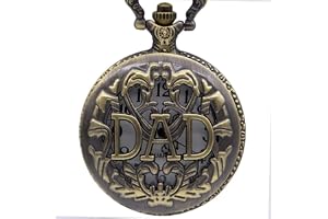 Fickur, Graverad fickur, Bäst for Father Hollow DAD Quartz Fick Watch Herr Fader Halsband Hänge Med Kedja Fars Dag Födelsedag