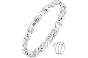 Jecanori Magnetic Bracelets for Women - Titanium Steel Magnetic Bracelet - 3800 Gauss Ultra Strength Magnets - Adjustable Length Wristband with Gift Box