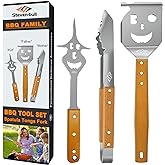 BBQ Tools Set with Grill Spatula, Tongs, Fork - Barbecue Utensils Kit - Surprise Gifts for Men