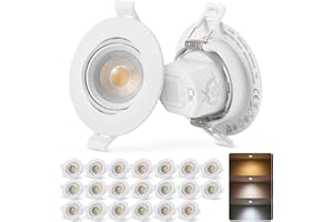 Bojim IP65 Spot LED Encastrable Salle de Bain Plafond Lampe a Encastrer 230V, Orientable 68mm - 80mm Interieur 7W 700 Lumens Bathroom Downlights Encastré Cuisine Lot de 20