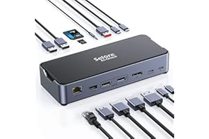 SELORE&S-GLOBAL Station d'accueil USB C 3 moniteurs, 15 en 1 pour ordinateur portable, avec 8K @ 30 Hz DP & Dual HDMI, triple écran 4K @ 30 Hz pour DP1.4, 10 Gbps USB 3.1 & 2 USB C, 2 USB 3.0, USB2.0, 100 W PD, RJ45,