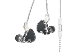 EZ EAR In Ear Monitor HiFi KB2208, Unidad DD de Alto Rendimiento, Potente bajo, Auricular intrauditivo, diseño de Cable Desmontable, 0,78 MM, 2 Pines para músico, Cantante, Baterista(Negro, con micrófono)