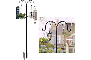 TEMOPOW Bird Feeder Pole Stand,Adjustable Shepherd's Hook (73in B, 2)
