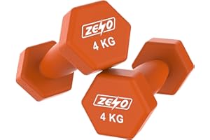 ZENO Dumbbells Set Of 2 | Dumbbells for Women | Hexagon Neoprene Weights | Hand Weights for Women | Anti-Slip & Sweat Resistant Dumbells