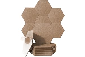 ARTEBTE Acoustic Foam Panels Hexagon - 12 PCS Self-Adhesive 12" X10.3" X0.4" High Density Sound Dampening Absorb Noise for Studio Home Office - Brown