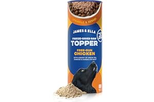 James & Ella Freeze-Dried Raw Dog Food Topper (50g) ❘ Tasty Free Run Chicken ❘ Freeze-Dried to Seal in Nutrients, Packed with Essential Oils & Minerals for Happy, Healthy Dogs, Grain & Gluten Free