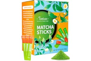‎TEELUX TeeLux Instant Matcha Pulver - 50 Sticks, Vegan, Grüner Tee Pulver, Verwendung zum Trinken, Kochen, Backen, Smoothies, Matcha Latte