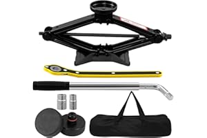 Teodute Cric per Auto 3T (3000kg), Universale Sollevatore Auto con Tampone di Gomma, con Kit di Ricambio Della Gomma Della Chiave Lug per L'automobile SUV MPV