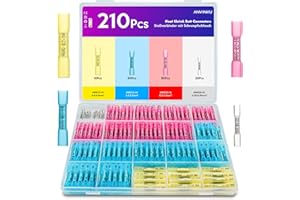 Stoßverbinder, ANVINKU 210 Stück Quetschverbinder mit Schrumpfschlauch Set, 10-26 AWG Kabelverbinder Wasserdicht Set, 4 Arten von Quetschverbinder Wasserdicht, Stossverbinder für KFZ, Boot, Marine