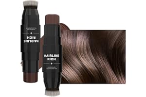 BELIKY GIRL Barre de retouche de racine à double tête, barre de poudre de ligne de cheveux avec tête de brosse, barre de retouche de ligne de cheveux pour cheveux fins,03# Marron