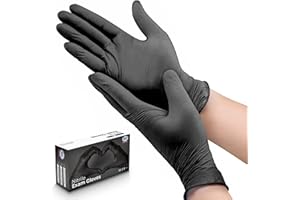 IEA Medical Guantes de nitrilo talla L - Guantes desechables, Guantes, Desechables, Guantes de examen, Guantes de cocina, Sin látex, Sin polvo, Resistentes al desgarro, 100 unidades, Negro
