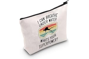 LEVLO Scuba Diving Cosmetic Bag Diving Lover Gift I Can Breathe Underwater What's Your Superpower Make up Zipper Pouch Bag For Scuba Diver, I Can Breathe Underwater